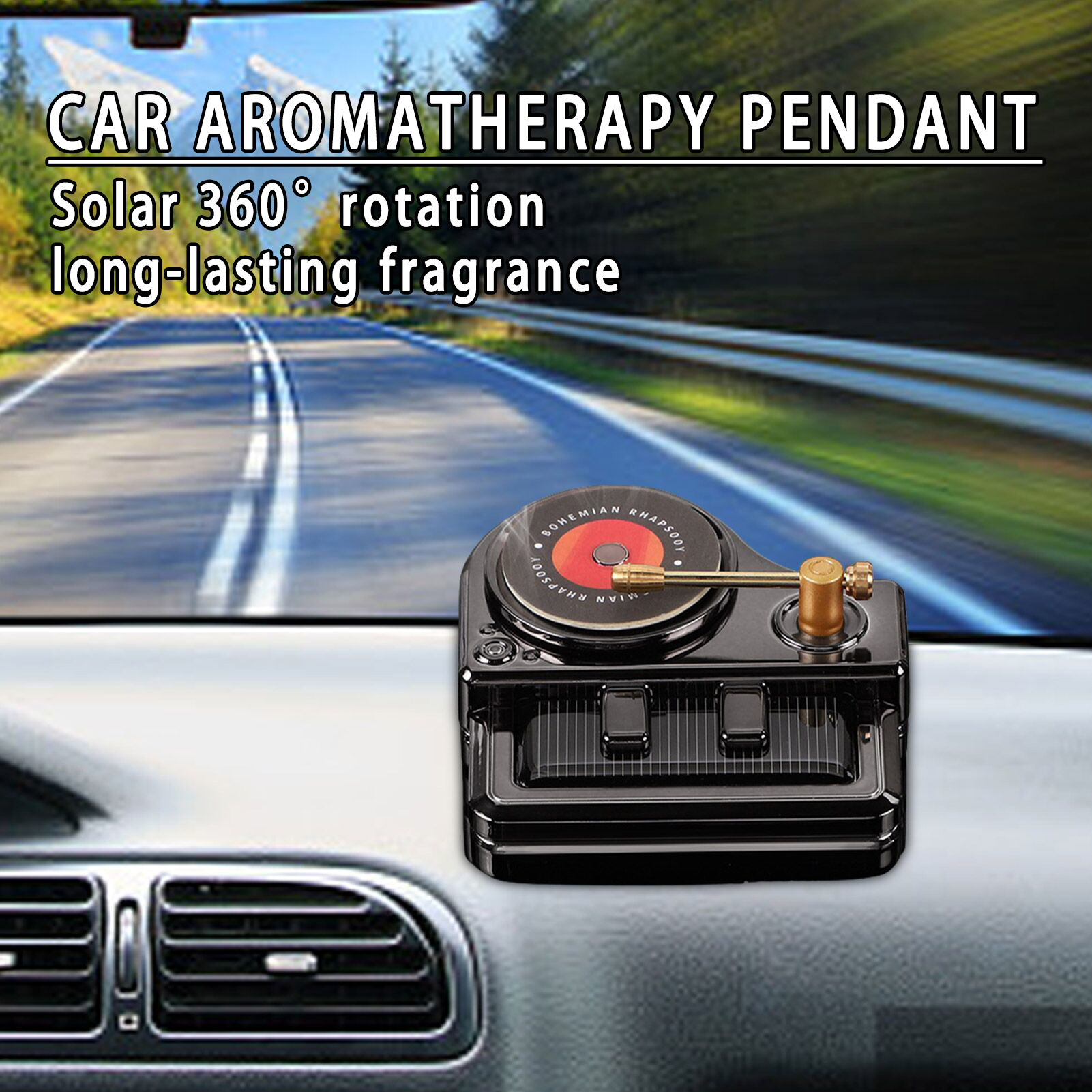  Solar Rotating Car Air Freshener, Car Essential Oil Diffuser  with 3 Natural Long-lasting Fragrance Aromatherapy Diffuser Car Interior  Decor Accessories for Men Women (Black) : Automotive