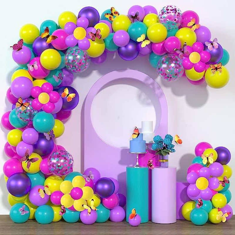Decoraciones de cumpleaños moradas para niñas y mujeres, decoración de  fiesta de feliz cumpleaños, globos, bandera, globos de látex, suministros  de