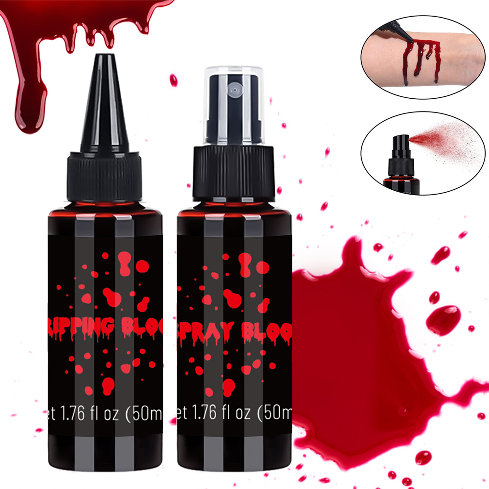 2 Sangue Falso Artificial Maquiagem Halloween Vampiro Zumbi