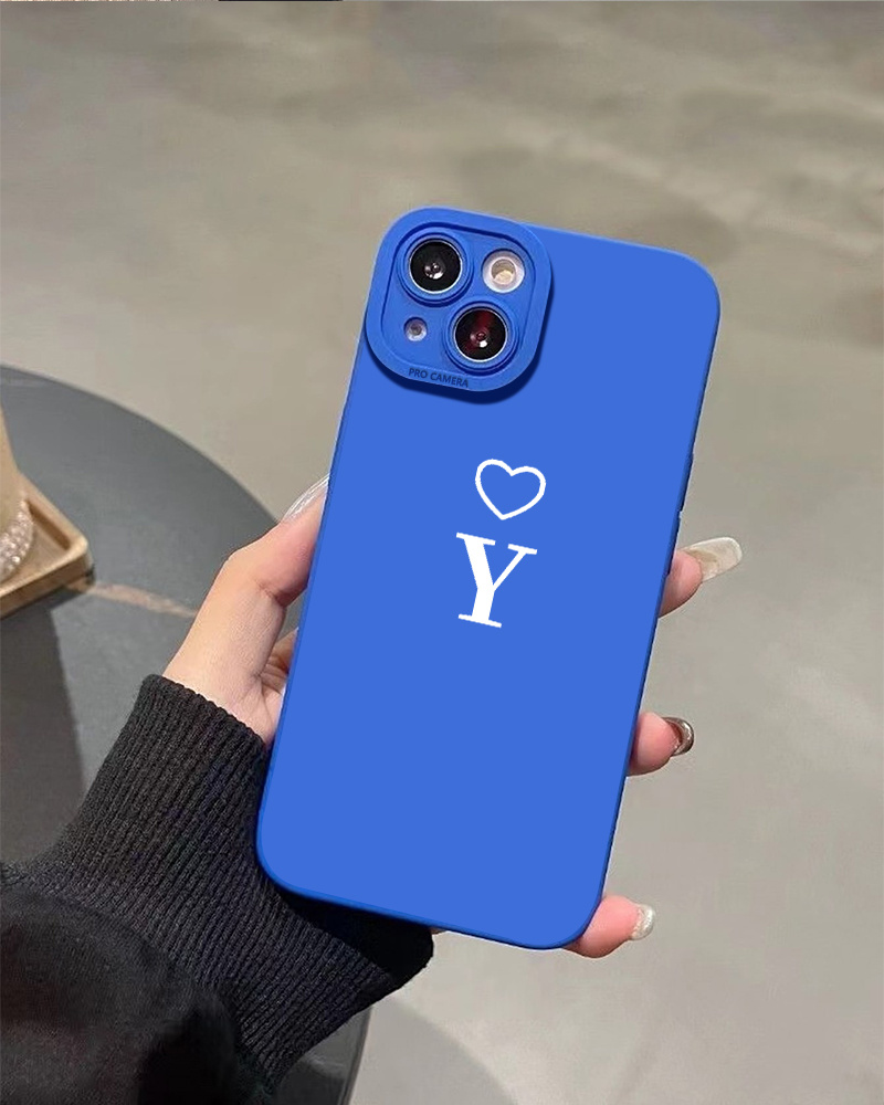 Heart & Letter Y Graphic Silicone Phone Case For Iphone 11 14 13