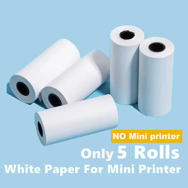 Papel De Impresión Térmica 5 Rollos Mini Papel De Impresora Papel Continuo  Blanco De 57 Mm De Ancho