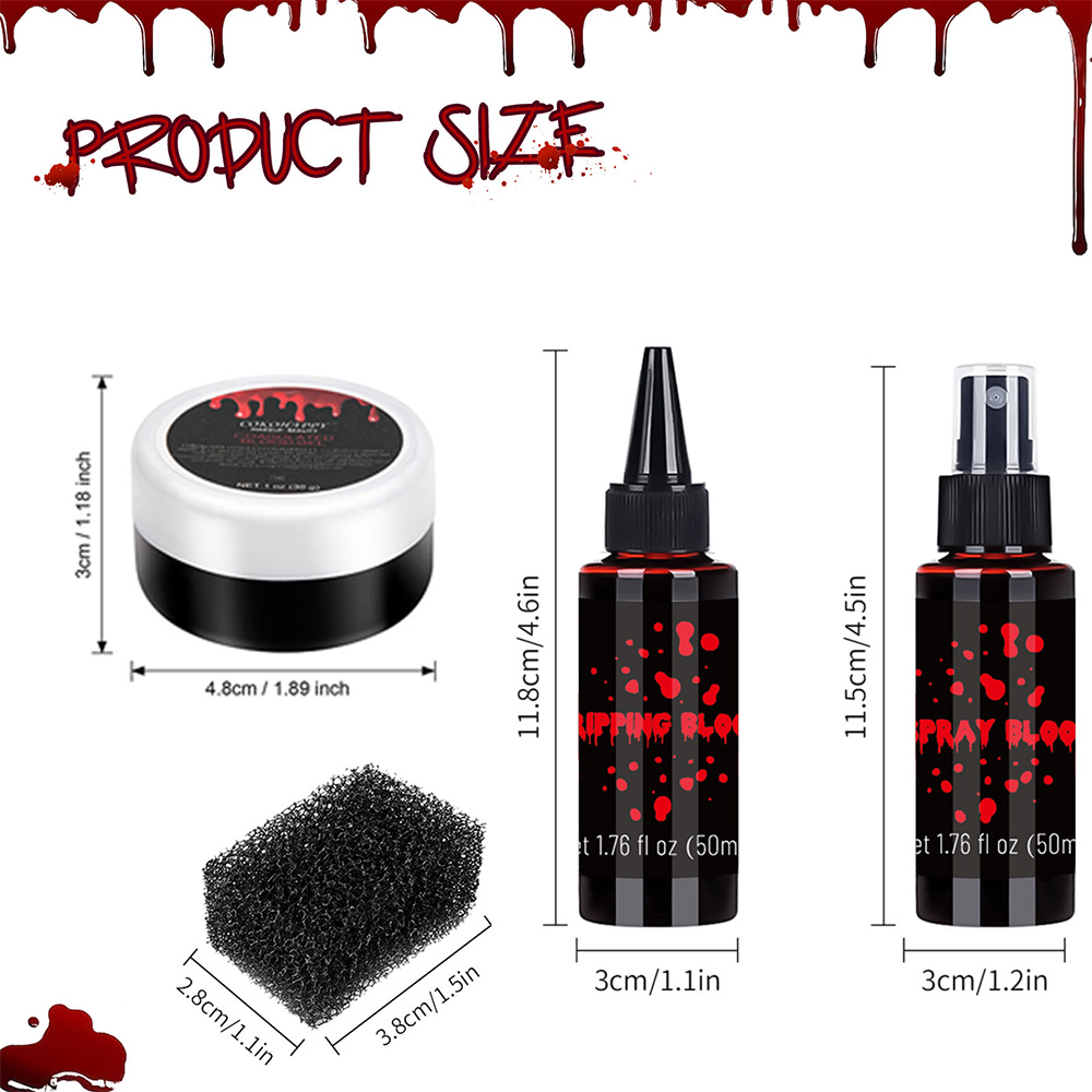 Halloween Fake Blood Makeup Kit, Realistic Washable Special Effects Ma –  TweezerCo