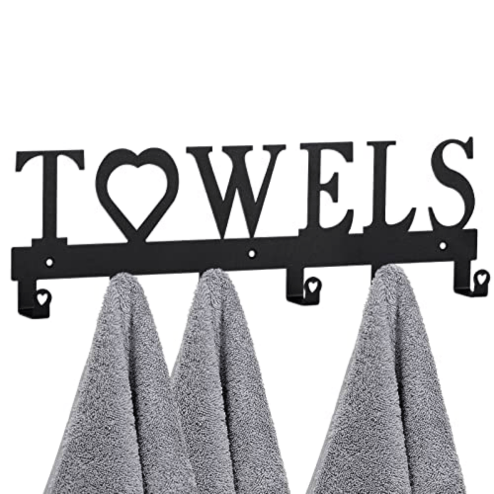 

6hooks Metal Towel Holder Towel Rack Wall Mount Towel Hanger Hooks For Bathroom Kitchen Bedroom Hanging Towels Bathrobe Robe