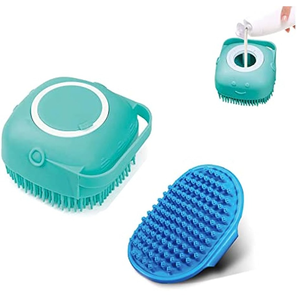 Brush Scrubber Shampoo Dispenser Brush, Pet Bath Massage Grooming Shower Soap  Brush Soft Silicone For Short & Long Haired Dogs And Cats Washing - Temu