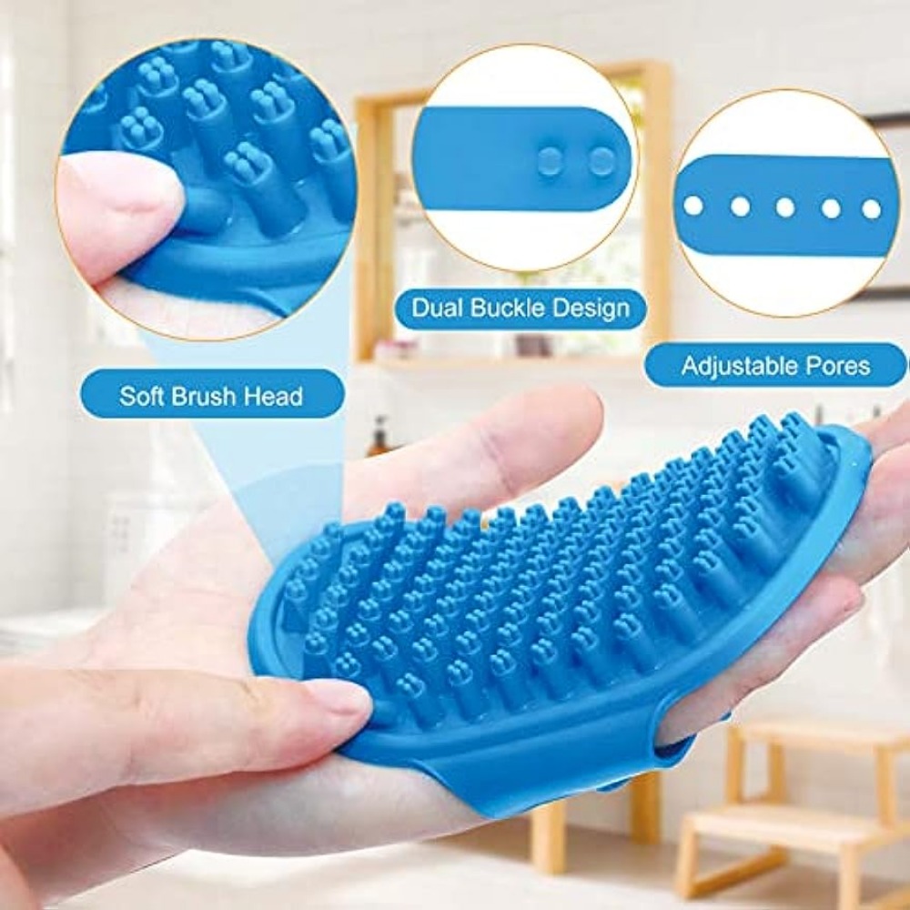 2Pack Dog Bath Brush, Dog Bath Scrubber Shampoo Dispenser Brush, Pet Bath  Massage Shower Soap Brush Soft Silicone for Short & Long Haired Dogs and