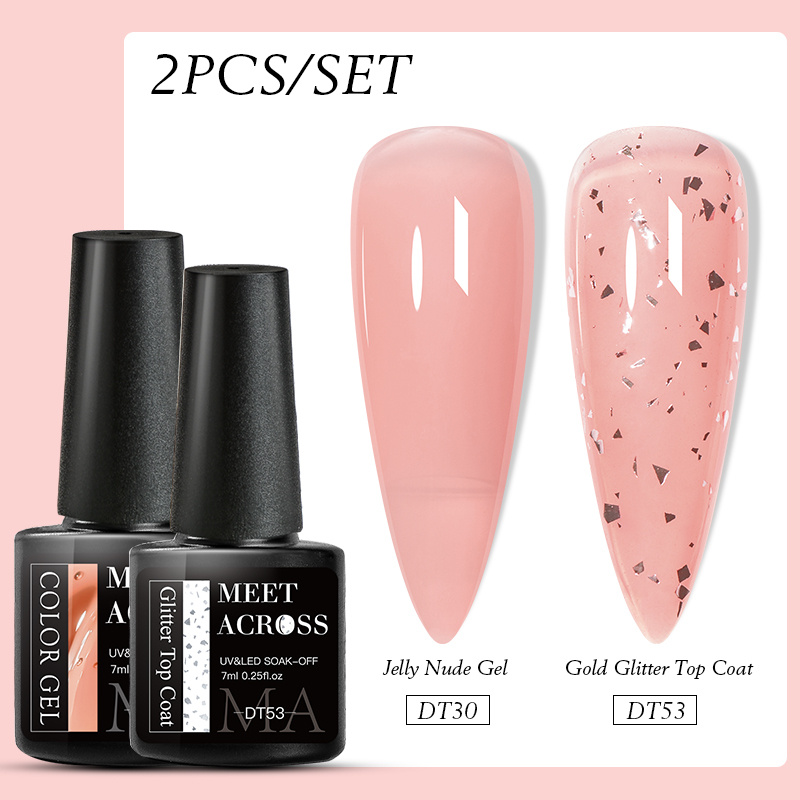Glitter Eggshell Gel Polish Set with Top Coat
