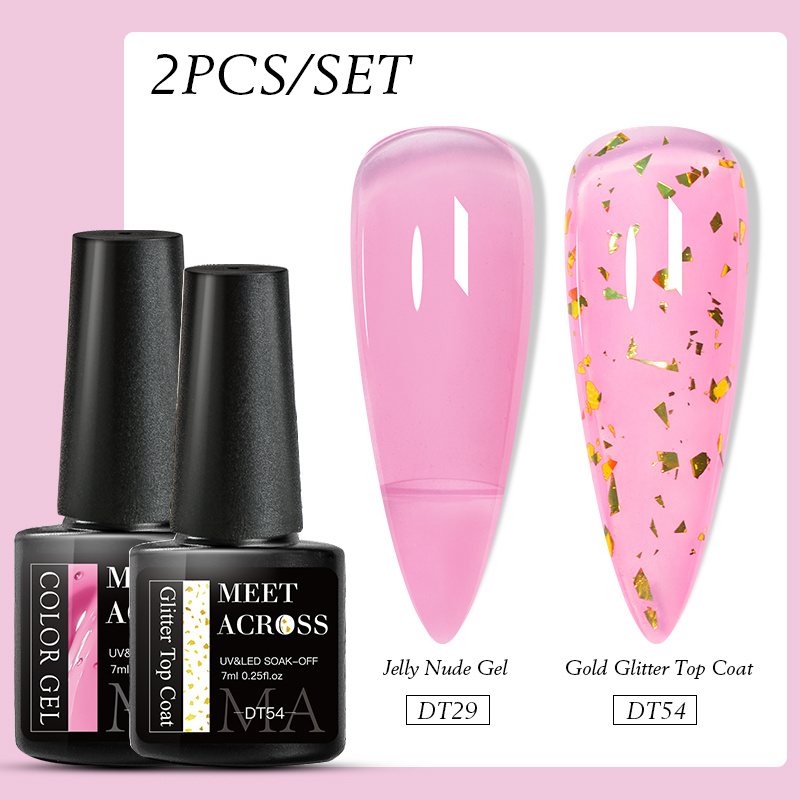 Glitter Eggshell Gel Polish Set with Top Coat