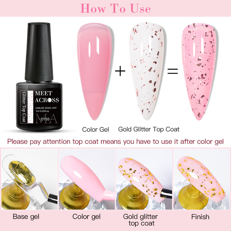 Glitter Eggshell Gel Polish Set with Top Coat