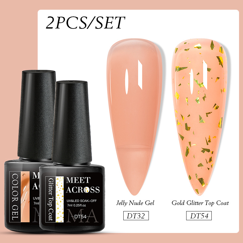 Glitter Eggshell Gel Polish Set with Top Coat