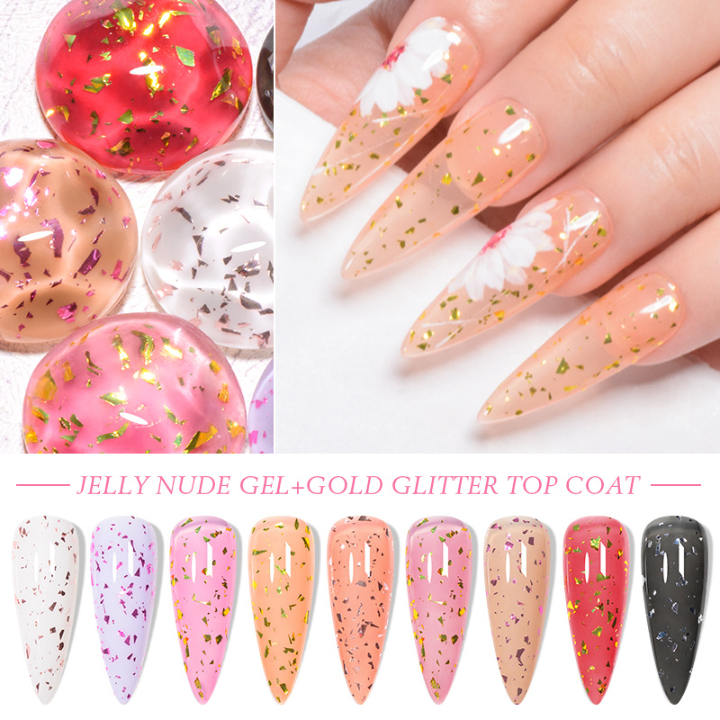 Glitter Eggshell Gel Polish Set with Top Coat