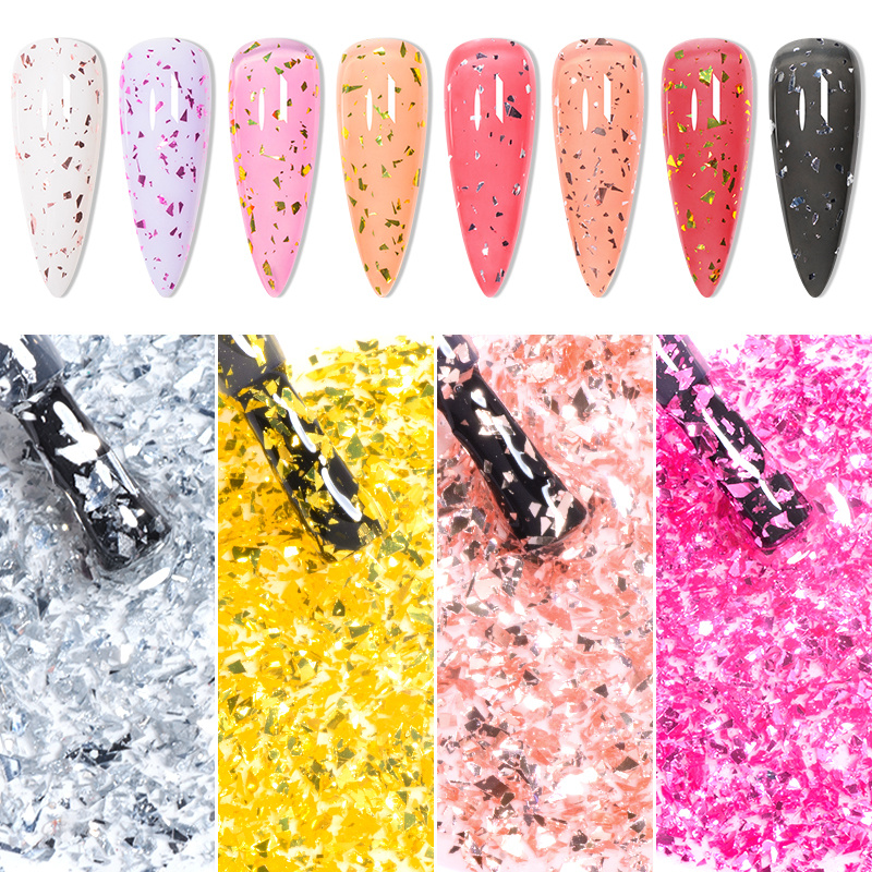 Glitter Eggshell Gel Polish Set with Top Coat