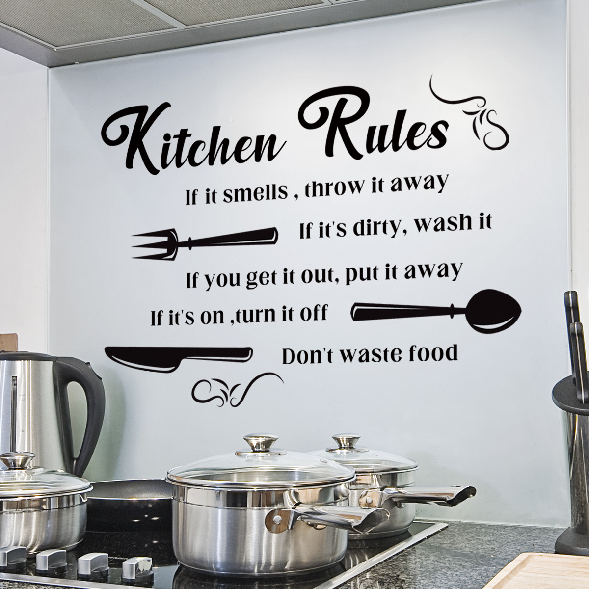 

1pc Inspirational Slogan Kitchen Wall Sticker, Background Wall Kitchen Decoration Wall Sticker, Self Adhesive Wall Sticker