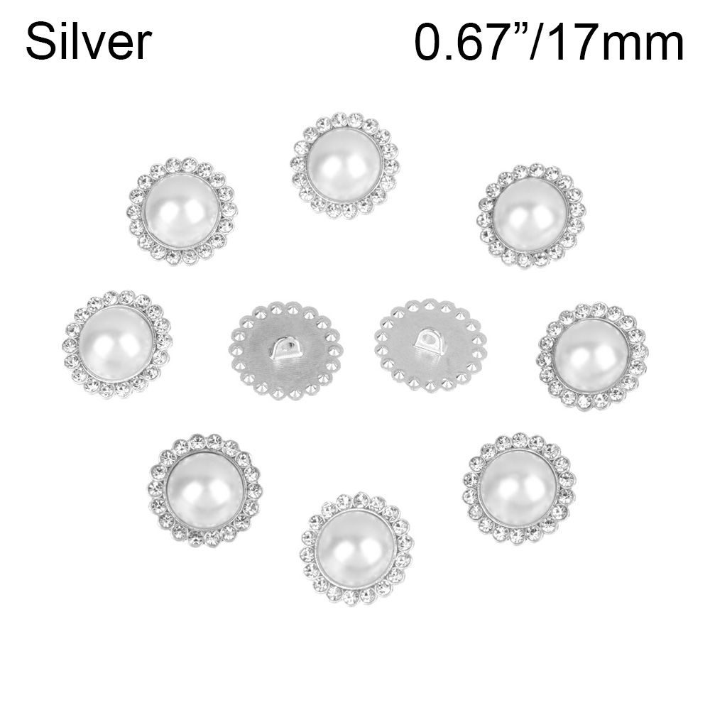 10pcs Round Rhinestone Pearl Buttons Embellishments for DIY Sewing Clothes