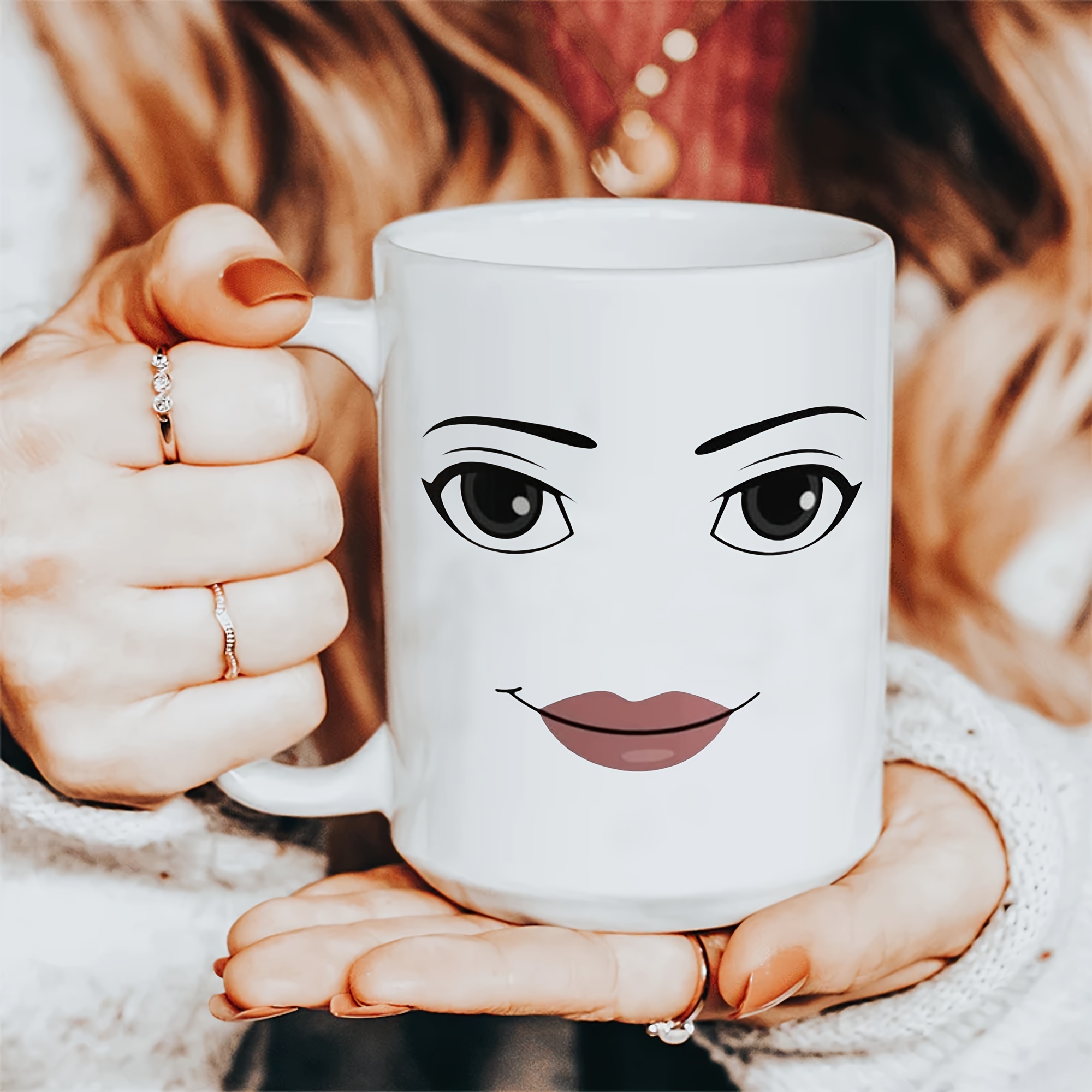 Man Face Mug Funny Men Or Woman Faces Coffee Mug Cute Birthday  Gift (Size : 11oz, Color : Woman face): Coffee Cups & Mugs