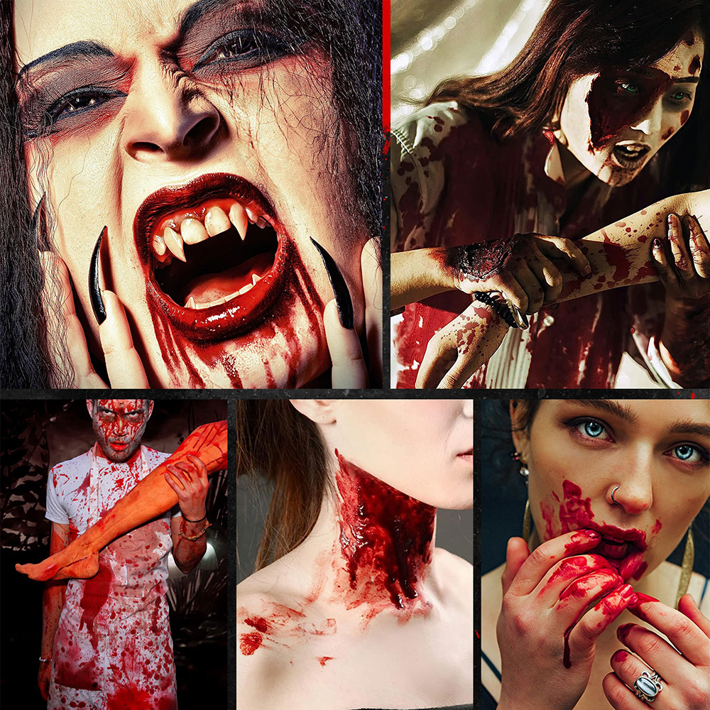 Halloween Coagulated Blood, 30g/1.06 Oz Fake Blood Gel With Black Stipple  Sponge, For SFX Wound, Cuts, Clown, Vampire Film Cosplay Halloween Makeup