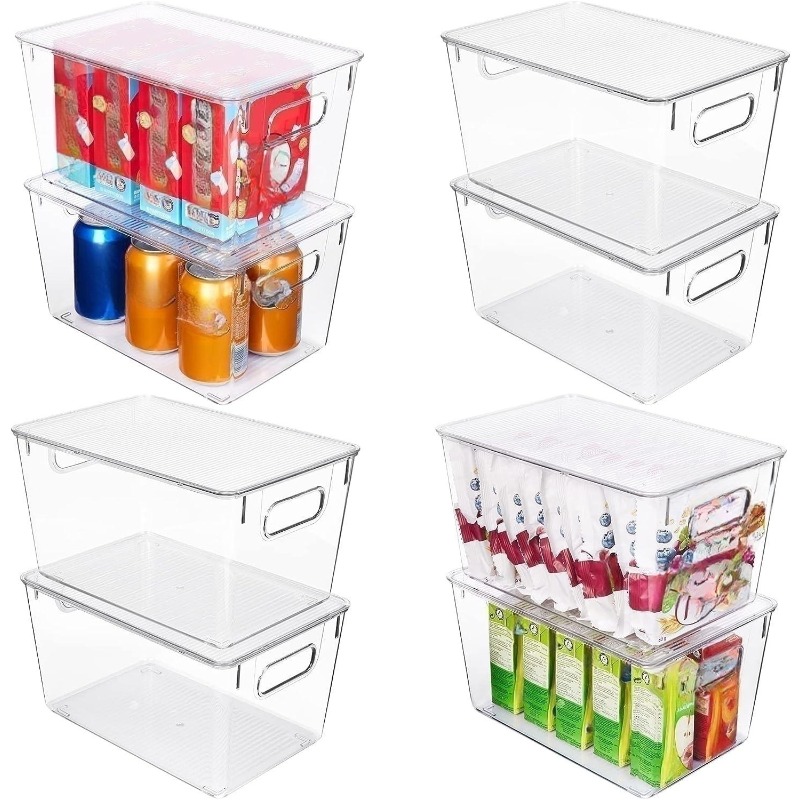 Plastic Stackable Storage Bins for Pantry, Closet Organizer