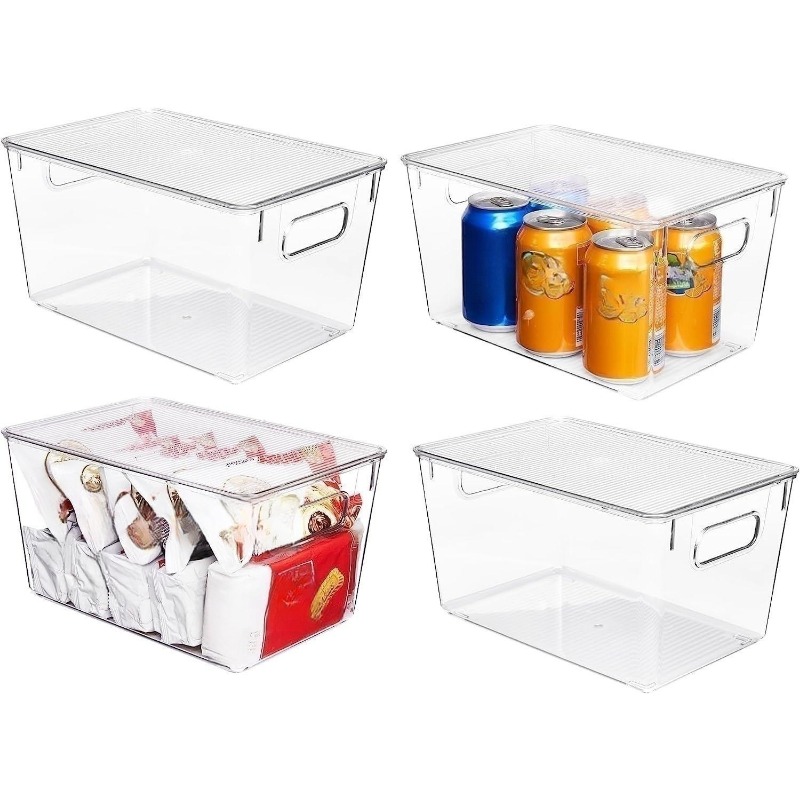 mDesign Plastic Kitchen Pantry Cabinet, Refrigerator or Freezer Food Storage Bins with Handles - Organizer for Fruit, Yogurt, Snacks, Pasta - Food
