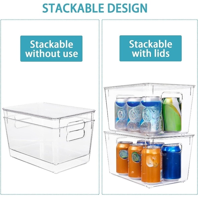 mDesign Plastic Kitchen Pantry Cabinet, Refrigerator or Freezer Food  Storage Bins with Handles - Organizer for Fruit, Yogurt, Snacks, Pasta -  Food