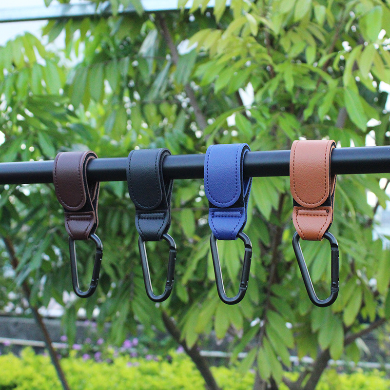 2pcs stroller hooks bag hooks for hanging diaper bags multipurpose hooks for grocery shopping bags premium vegan   leather pram straps christmas halloween thanksgiving day gift easter gift details 6