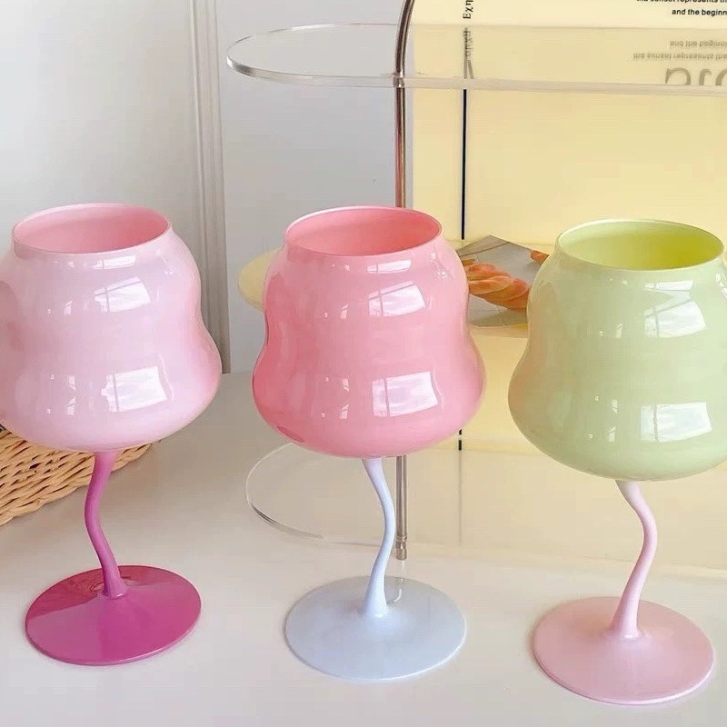 Ins Style Cotton Candy Glass Goblet Red Wine Cup Macaron Candy