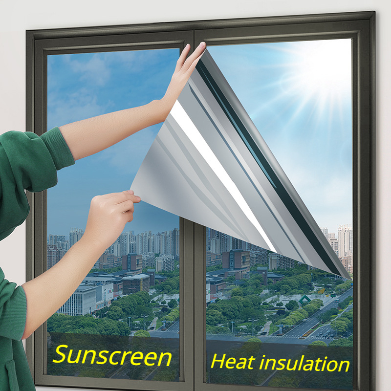 Fensterfolie statische Frischhaltefolie Sichtschutz Anti-UV-dekorative Fensterfolie  Verdunkelung Datenschutz Win