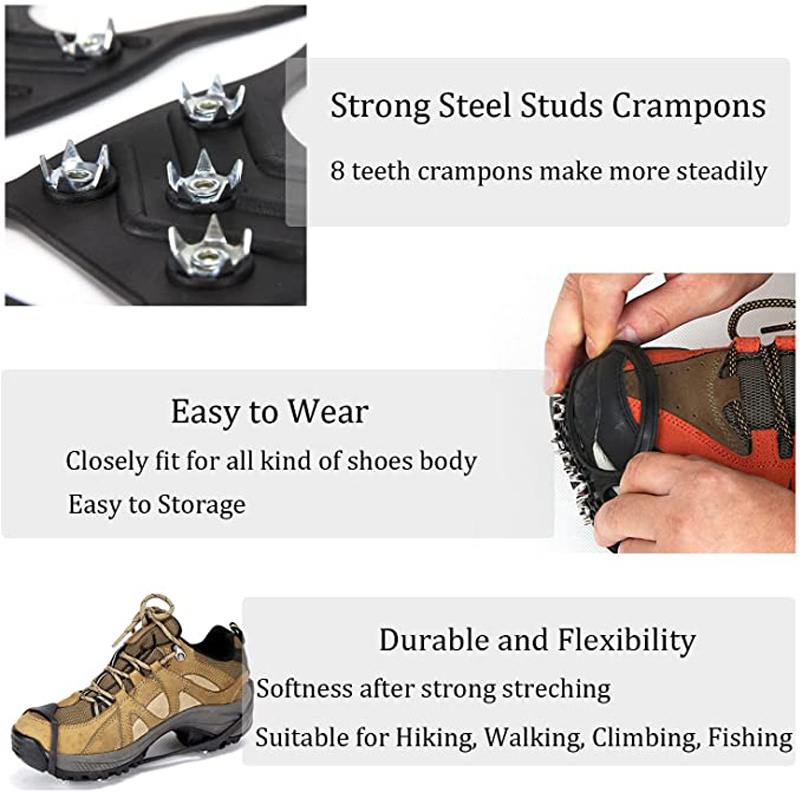 8 tooth Cleats Spikes Crampons Shoes Anti slip Covers Winter - Temu