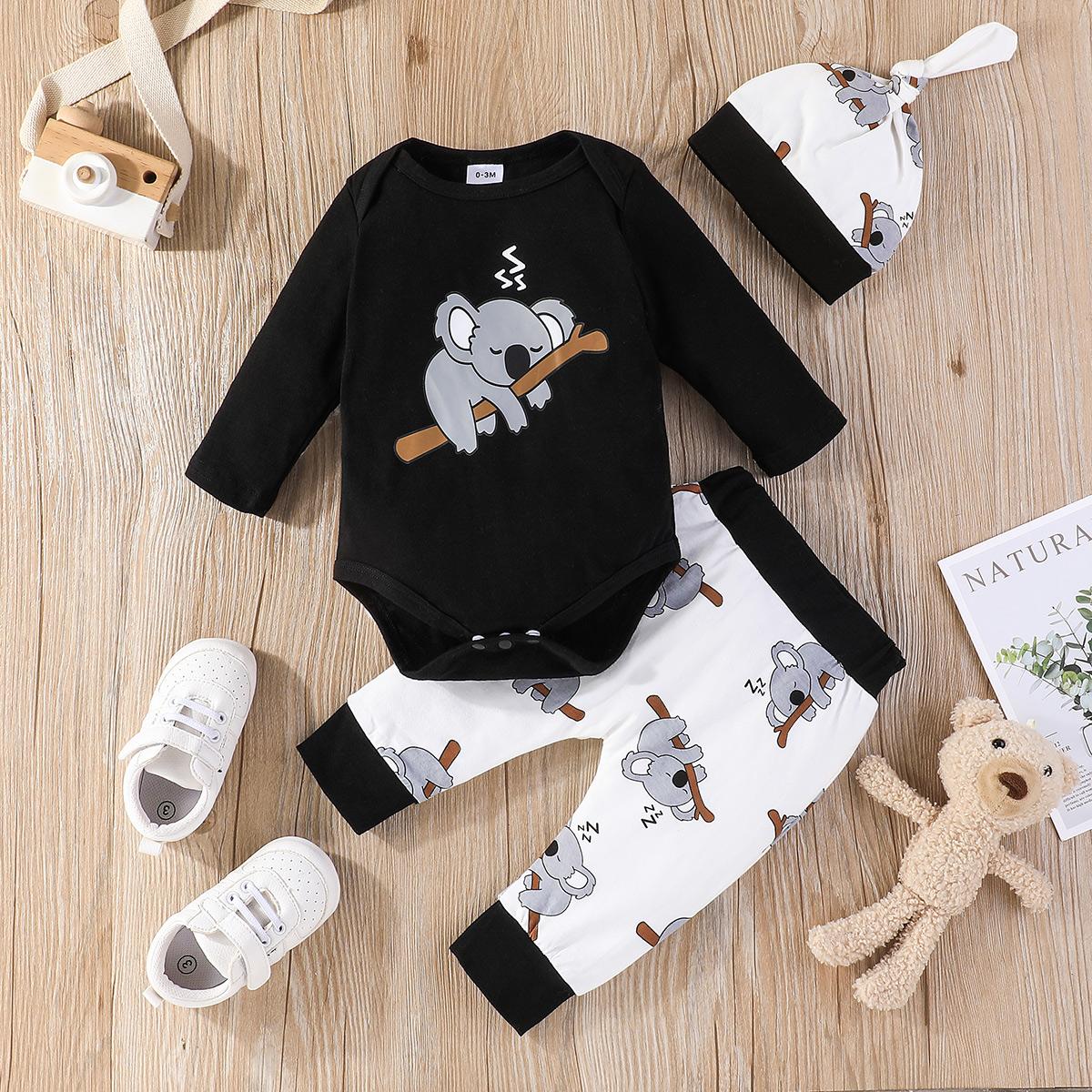 3pcs set baby boys girls cute koala print long sleeve Temu Brazil