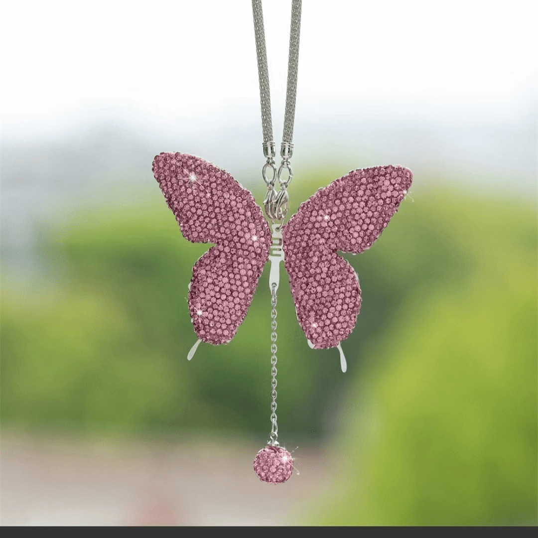 Bling Butterfly Rhinestone Car Accessories, Crystal Car Rear View Mirror  Charms Car Decoration Valentine's Day Gifts Lucky Hanging Interior Pendant  - Temu United Kingdom