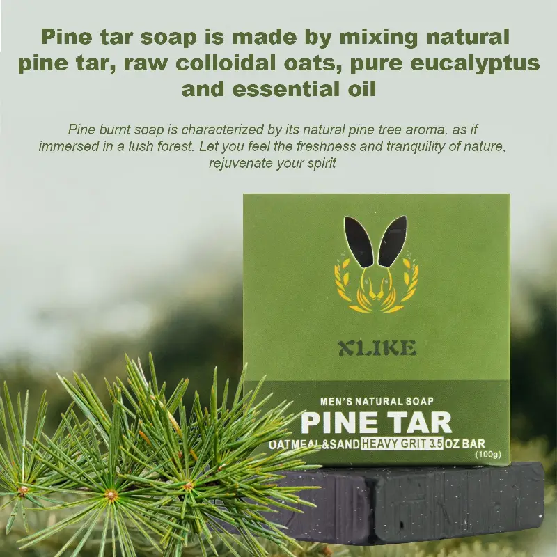 Exfoliating Handmade Soap Bar With Pine Caramel Oil, Cold Moss
