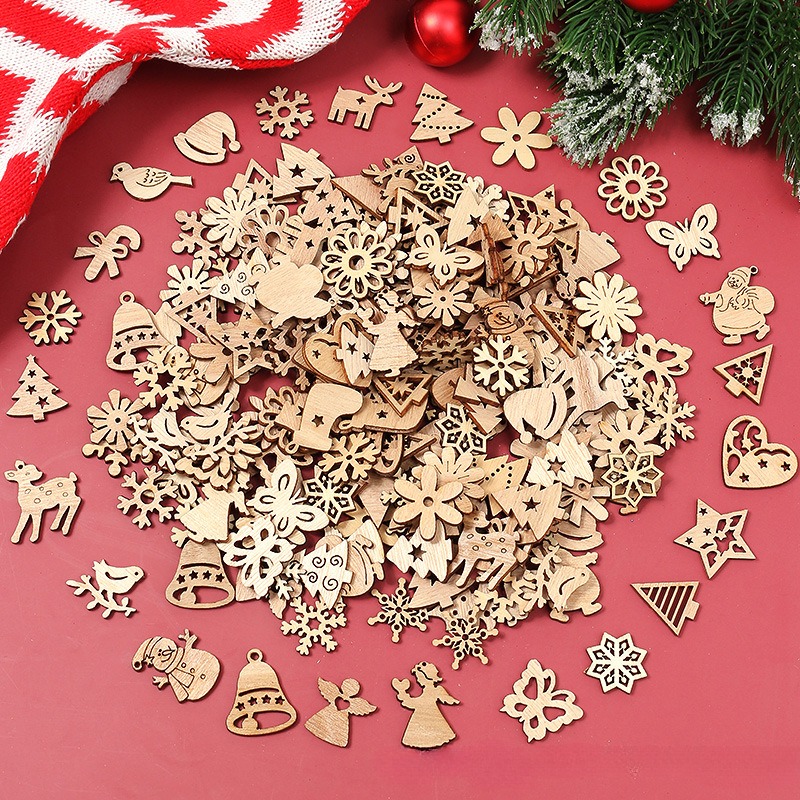 50pcs 20/25mm Mixed Flower Wood Slice Scrapbooking Wooden Crafts For  Embellishment Handmade Accessories DIY Home Decoration