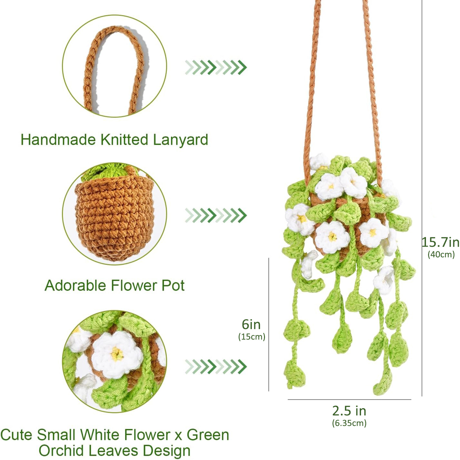 Cute Car Plant Accessories Cute Plant Crochet Car Mirror Suspension  Accessories Orchid Potted Crochet Hand Woven Rearview Mirror Accessories  (Y) - Yahoo Shopping