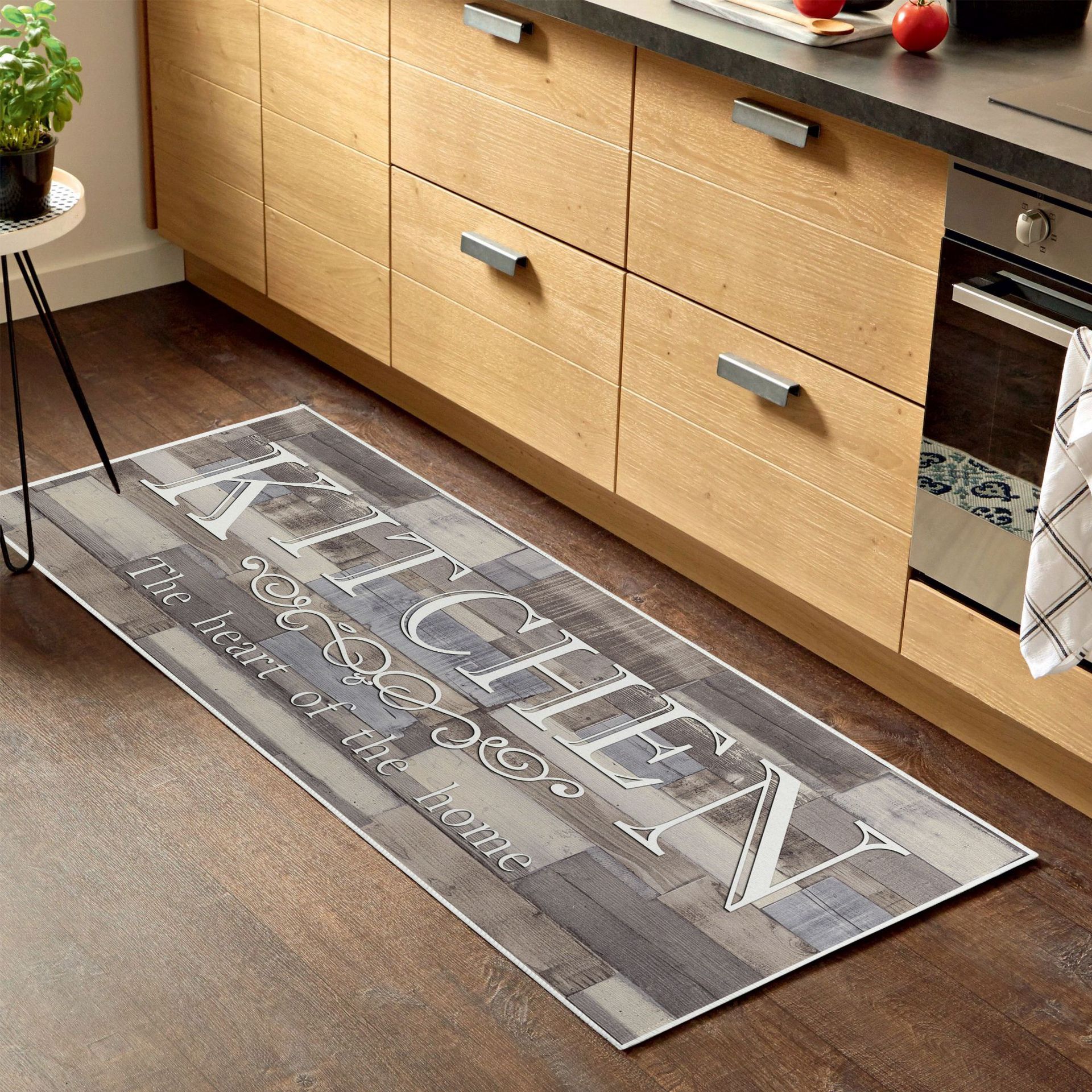 1pc Slogan Graphic Kitchen Rug, Retro Polyester Anti-slip Kitchen Mat For  Kitchen