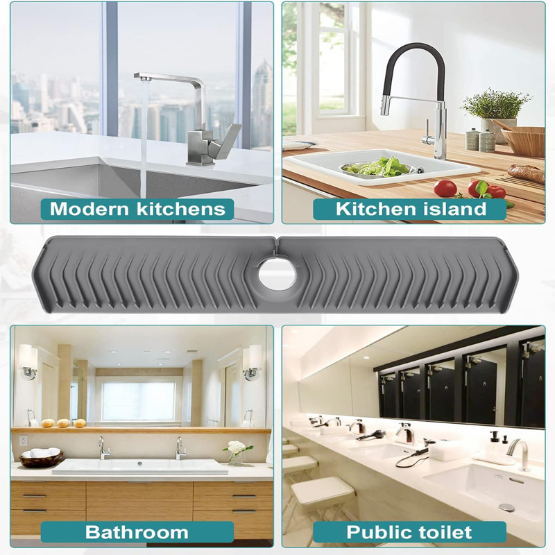 1pc Silicone Dish Drying Mat, Modern Grey Waterproof Draining Pad For  Kitchen