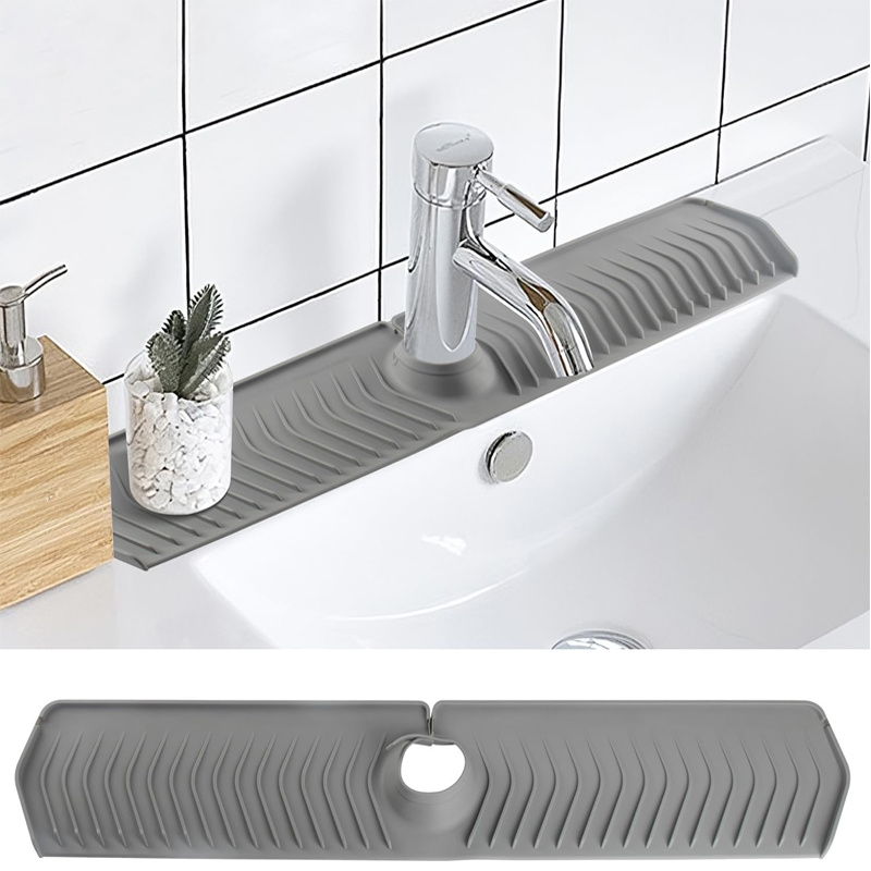Derlights 30 inch Sink Splash Guard Mat,Silicone Faucet Handle Drip Catcher  Tray, Longer Silicone Sink Mat for KitchenBathroom, Drip Protector Splash