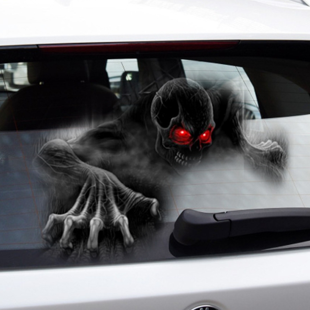 Acheter Halloween horreur silencieux crâne autocollant de voiture  carrosserie fenêtre décalcomanie voiture décoration de la maison