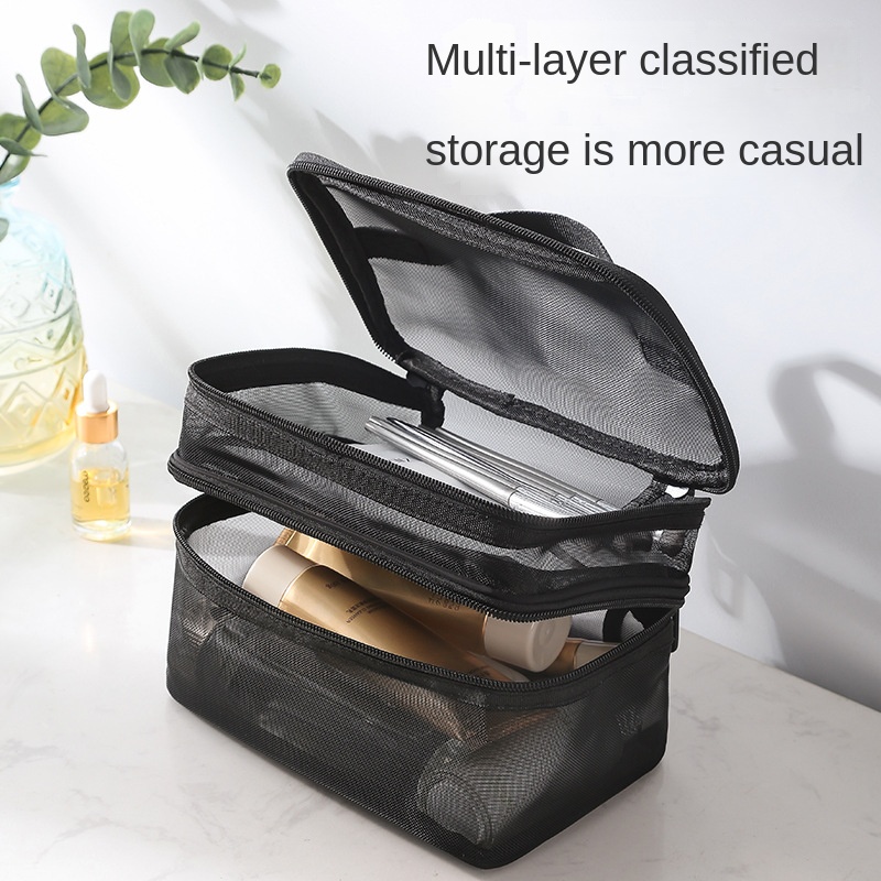 Makeup Bag,Leather Double Layer Large Makeup Organizer Bag,Travel  Accessories Dorm Room Essentials Toiletry Bag for Women,Travel Essentials  Cosmetic