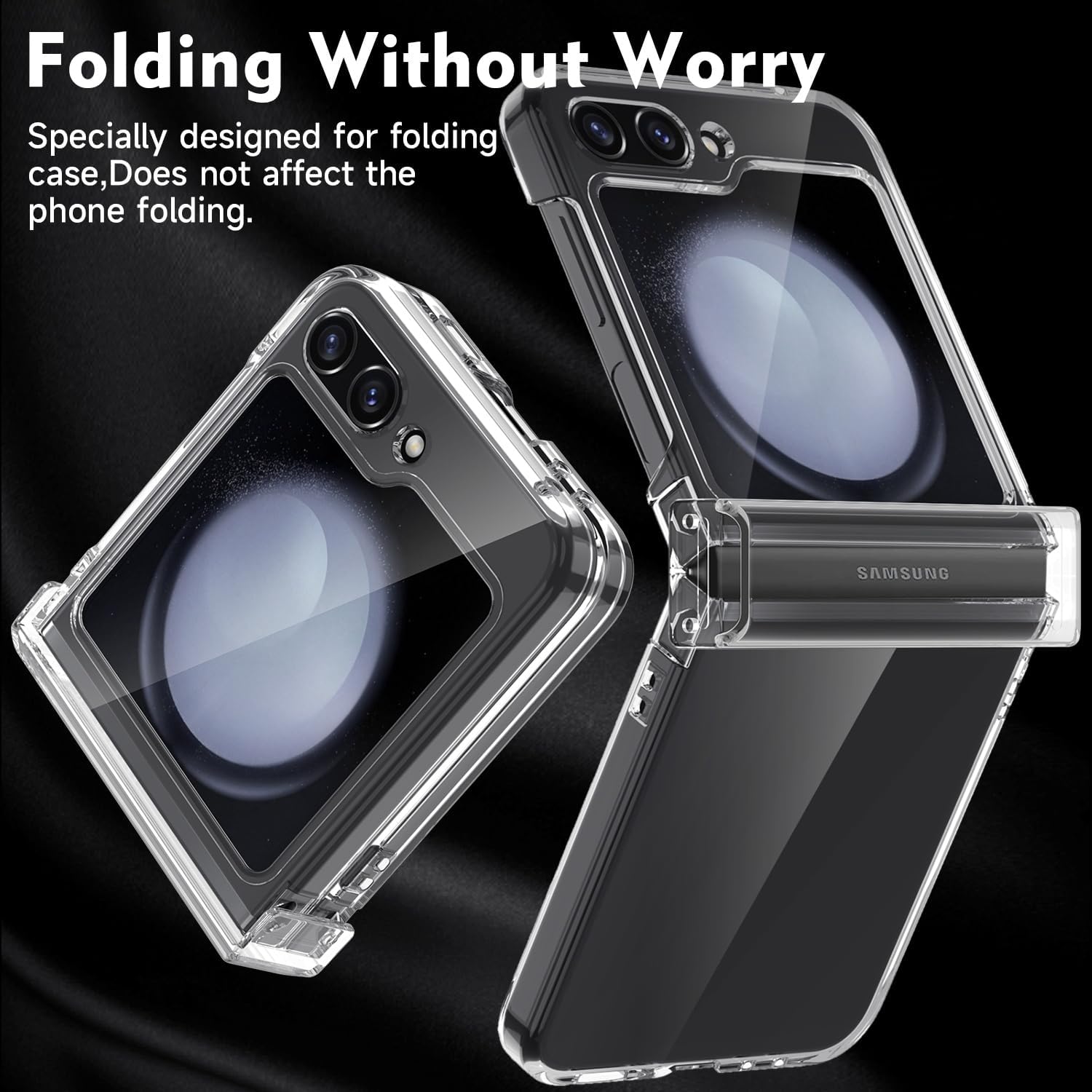  Compatible for Samsung Galaxy Z Flip 5 Case with Hinge  Protection,Samsung Flip 5 Full Cover Shockproof Slim Phone Protection Case  Cover Clear for Z Flip 5 5G(2023)-Clear : Cell Phones 