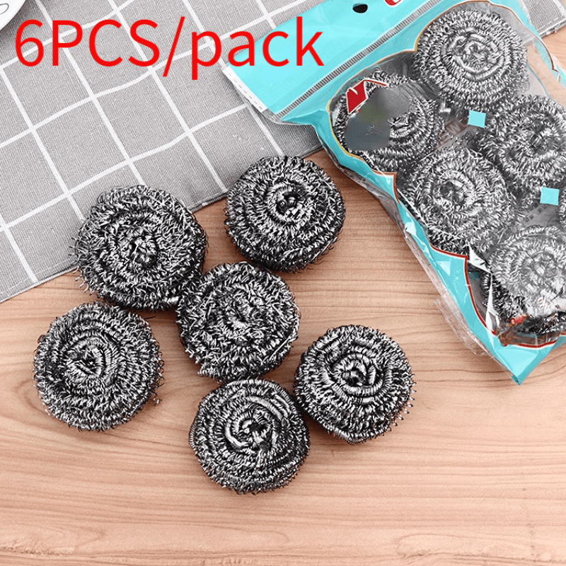 4 PCS Stainless Steel Sponges Scrubbers Cleaning Ball Utensil Scrubber  Density Metal Scrubber Scouring Pads Ball for Pot Pan Dish Wash Cleaning  for