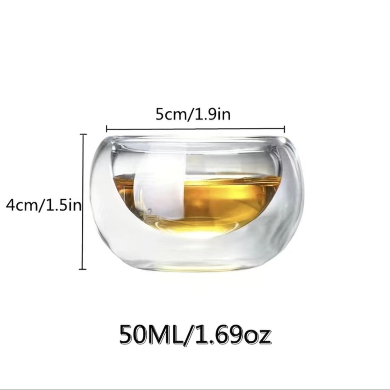 Double-wall Glass Tea Cups 50ml / 1.69oz