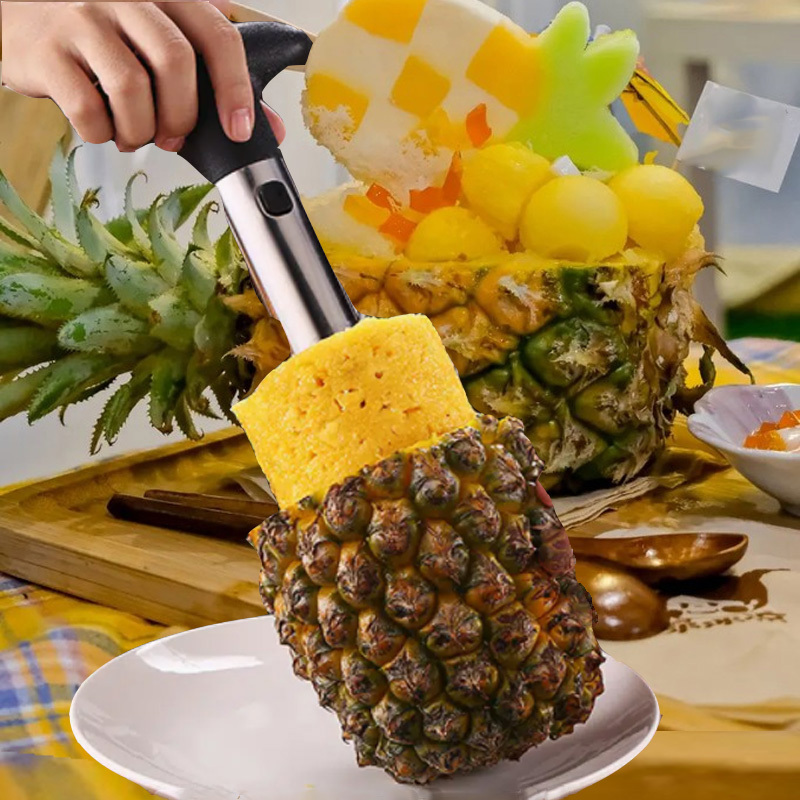 Éplucheur d'ananas professionnel, décourageant d'ananas en acier  inoxydable, coupe-ananas pour éplucher et trancher et enlever le cœur  d'ananas