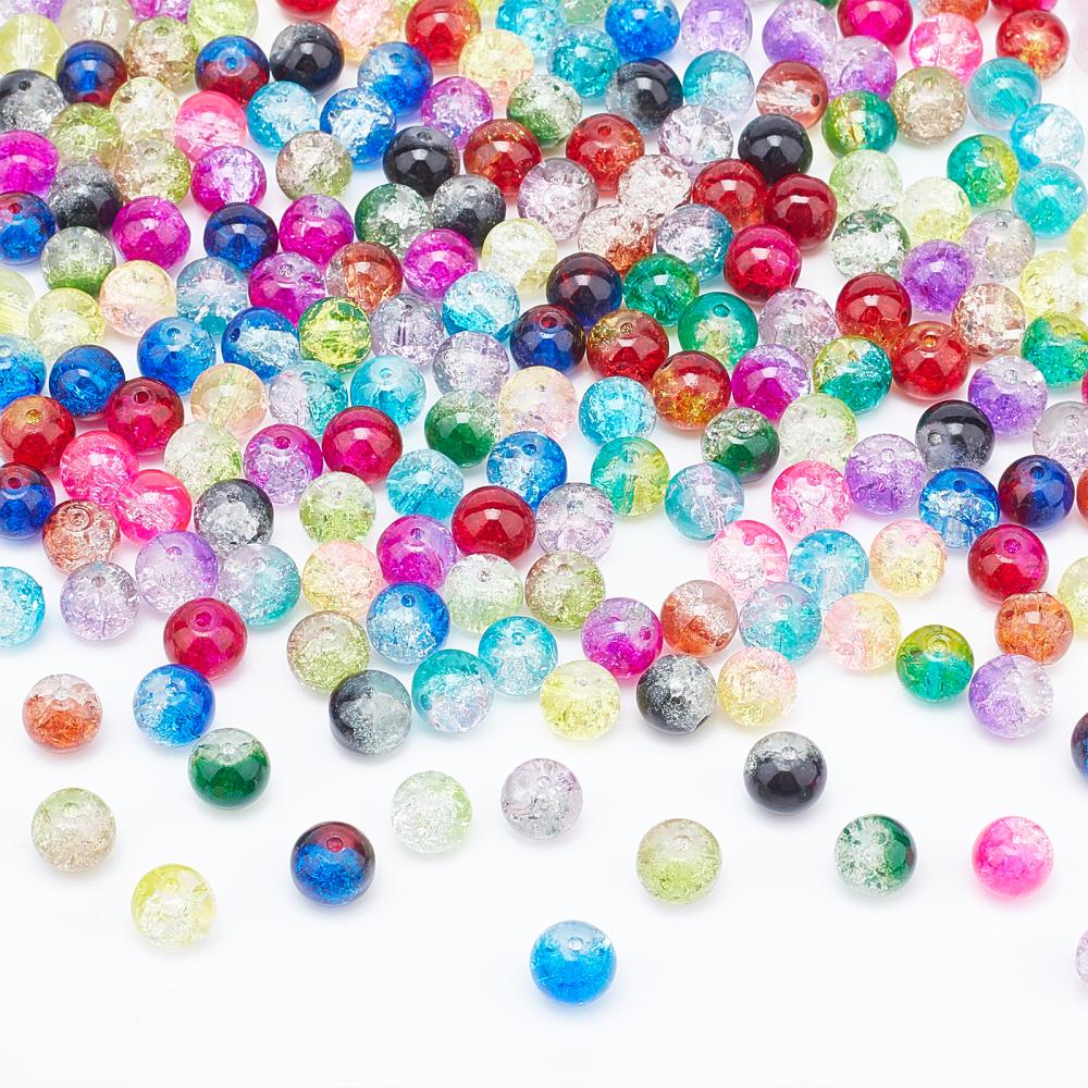 6mm Crackle Glass Beads (100) Mixed Colors