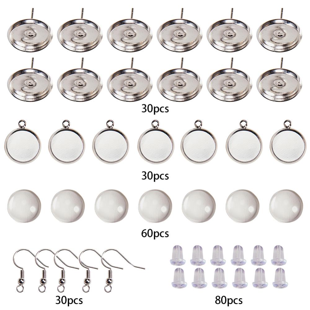 Diy Cabochon Pendant Stud Earrings Making Kit Earring Bezel Settings With  Clear Glass Cabochons Earring Hooks(dangle Earrings & Stud Earrings - Temu  New Zealand