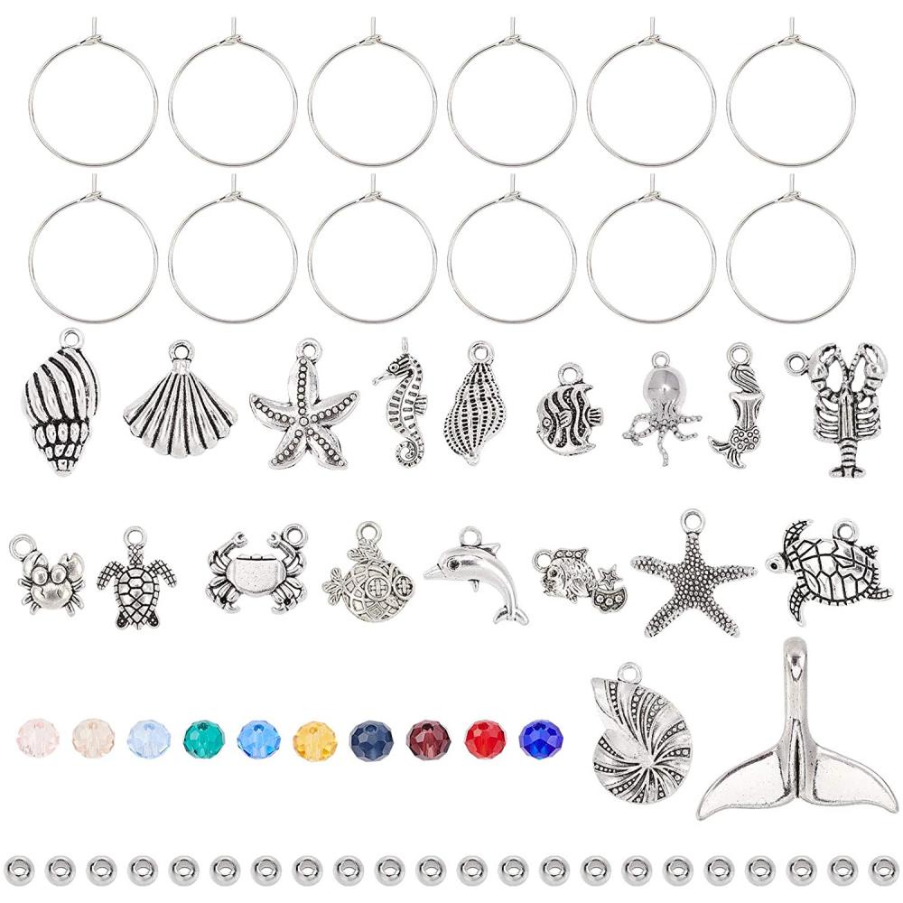 200 PCS Wine Glass Charm Rings Earring Hoops for Jewelry Making Craft Art  DIY Your Wine Glass Marker Supplies Wedding Birthday Party Festival