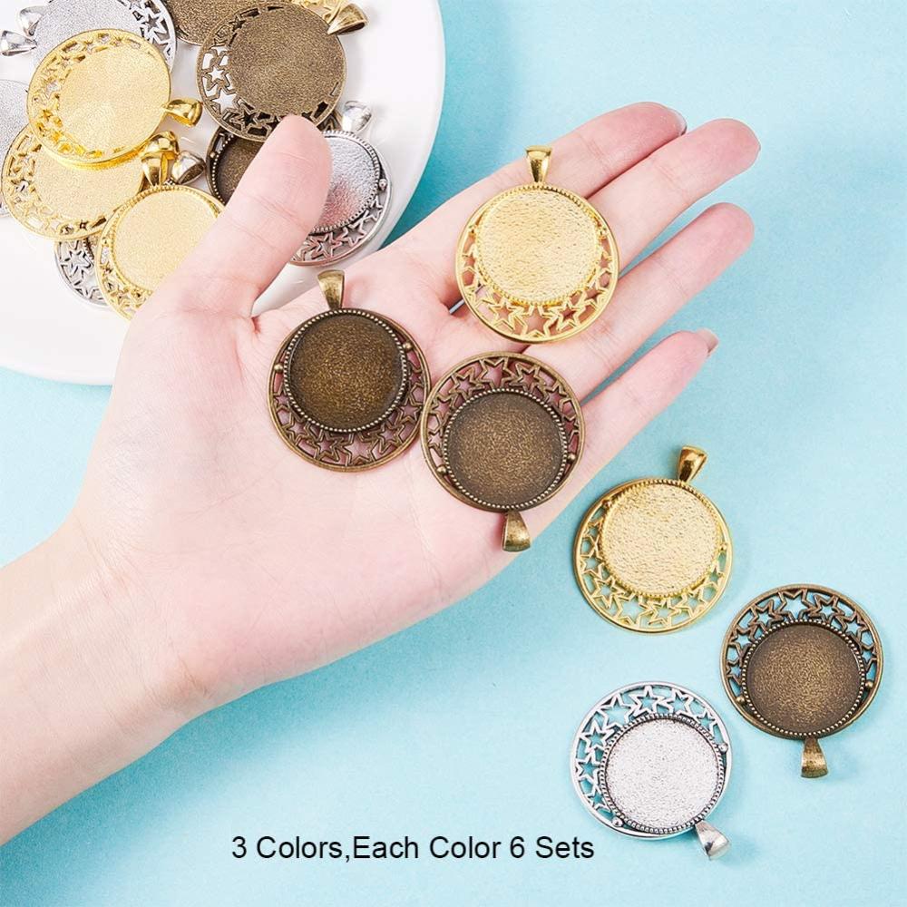 3 Colors Cabochon Pendant Bezel Trays With Blank Cabochon - Temu