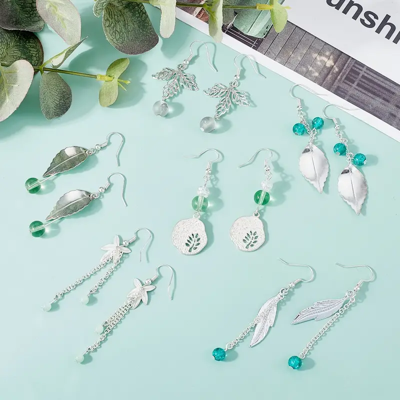 Diy Leaf Themed Earring Making Kits Including Alloy Iron - Temu