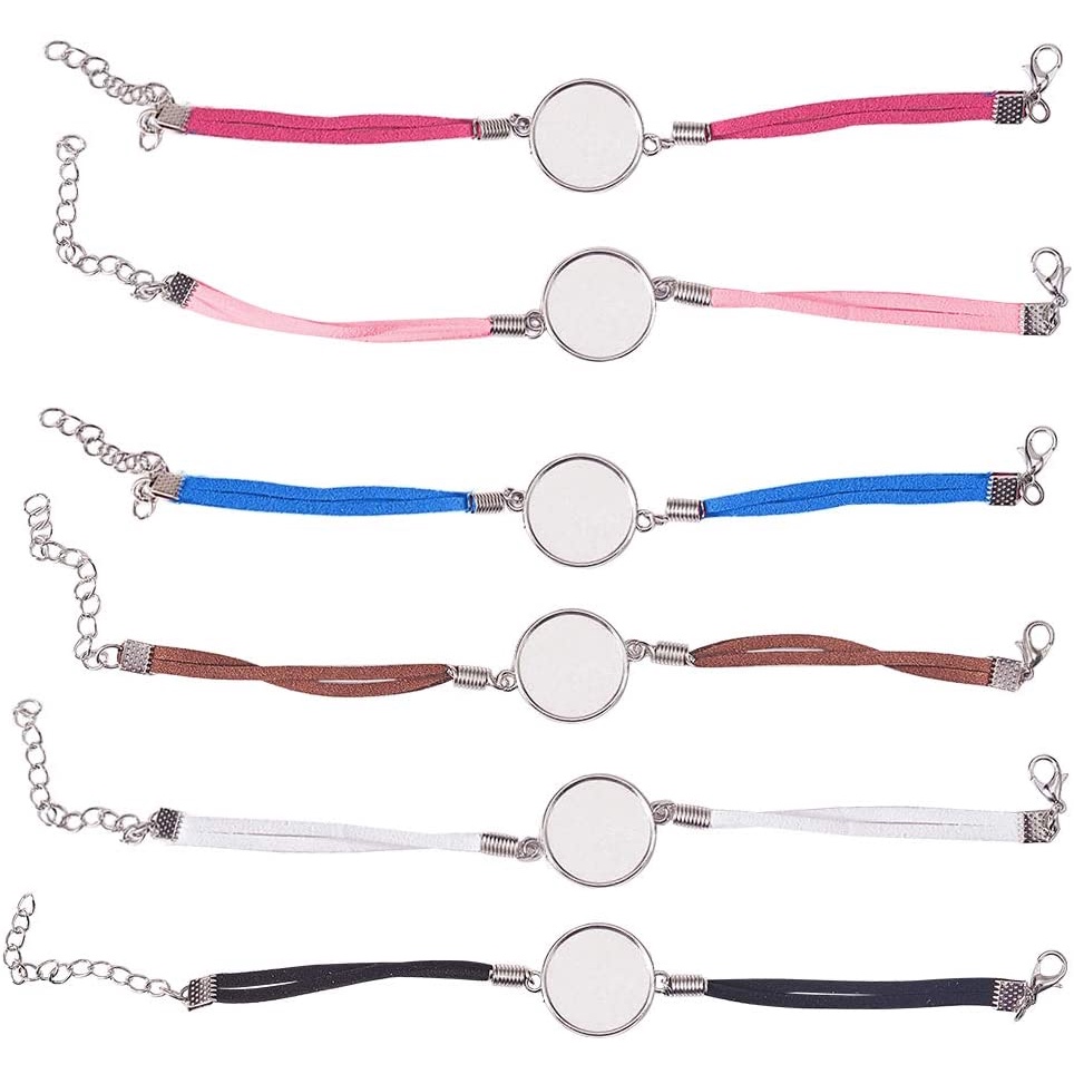 Diy Leather Bracelet Adjustable Making Kit With Blank Alloy - Temu