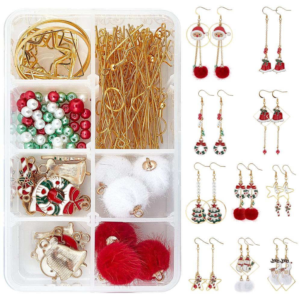 1Box 187pcs DIY 10 Pairs Christmas Snowflake Charm, Earring Making Kit, For  Jewellery Making, Alloy Snow Glass Beads, Star Bead, Women Craft, Antique