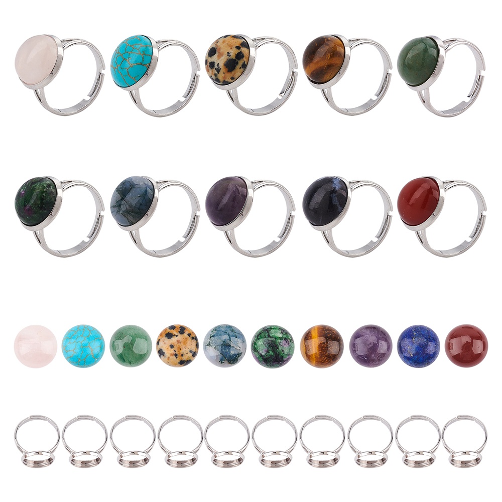Diy Natural Gemstone Finger Ring Making Kits Including - Temu
