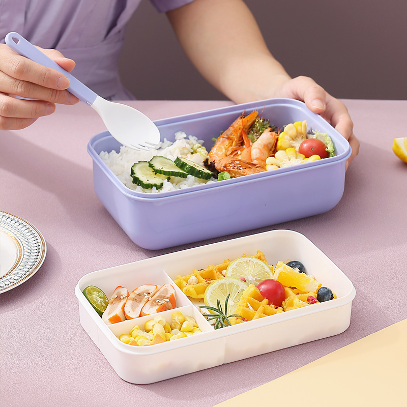 Lunch Box With, Square Divided Microwave Oven Bento Box, Salad