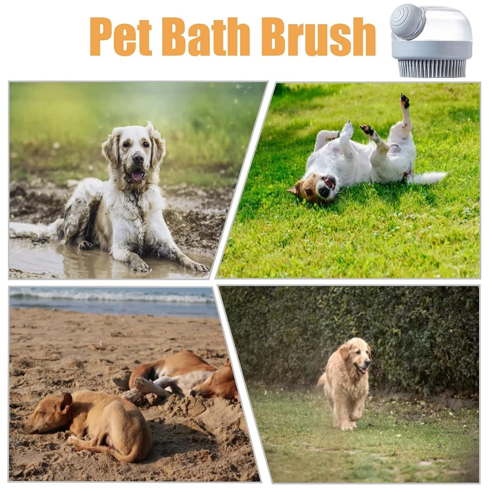 Bath Brush Pet Shampoo Brush Silicone Puppy Massage Brush Dog Shower Brush  With Soap Dispenser Grooming Shower Brush - Temu